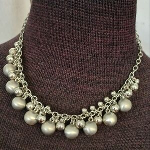 Lia Sophia Silvertone Matte And Shiny Ball Charms Necklace